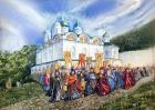Уварова Анастасия Крестный ход в Благовещенском монастыре Нижнего Новгорода .Казачье войско провожают на Арзамасскую Засеку.