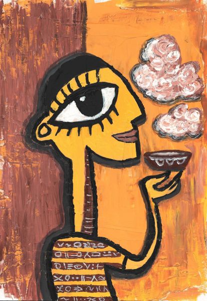 Turbomegastar Aroma No. 01 – Expressionist Portrait with Coffee Cup